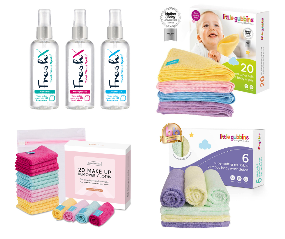 FreshX Toilet Paper Spray Little Gubbins reusable wet wipes reusable make up wipes